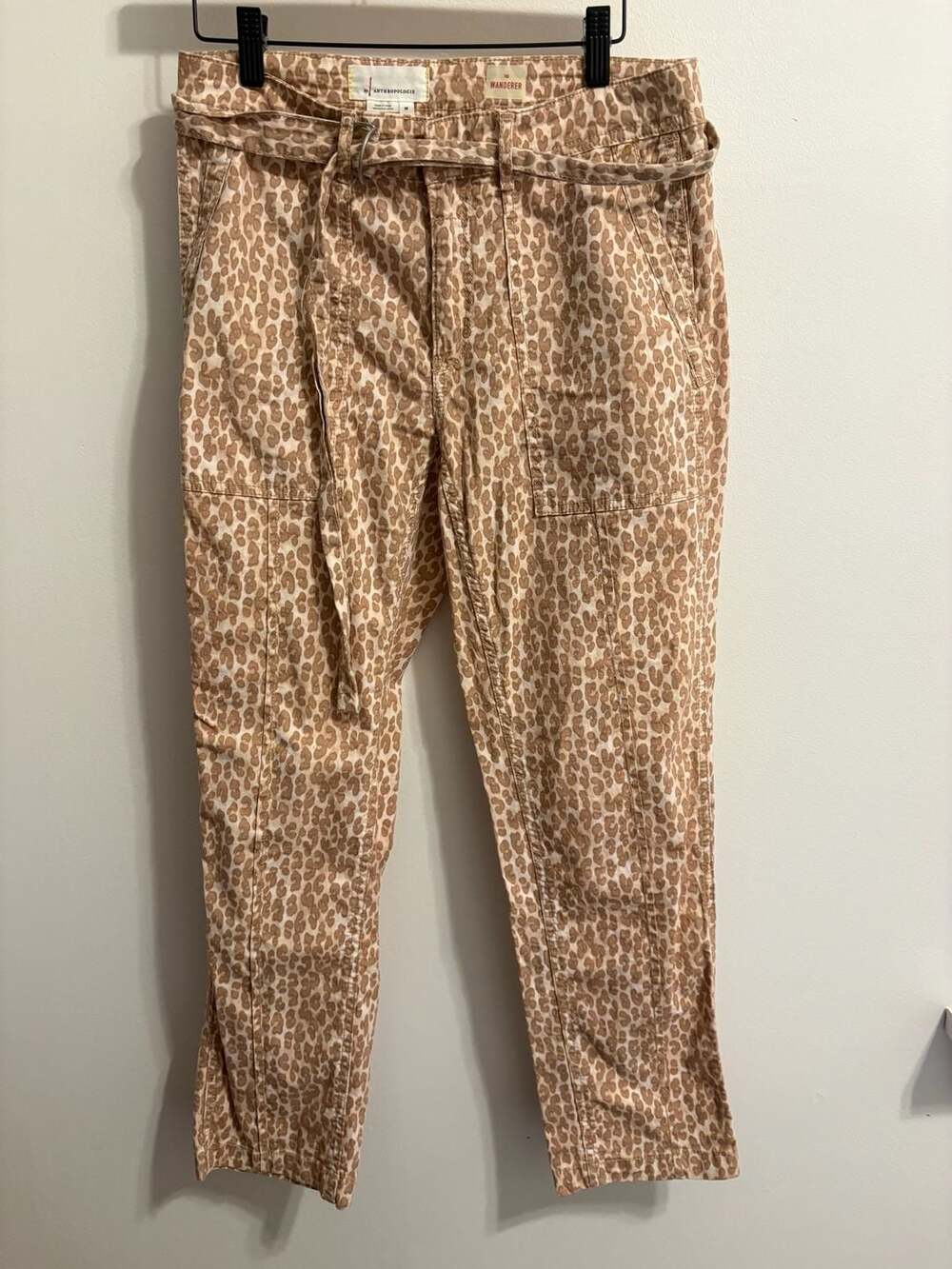 Anthropologie The Wanderer Leopard Print Belted Utility Pants Size 28